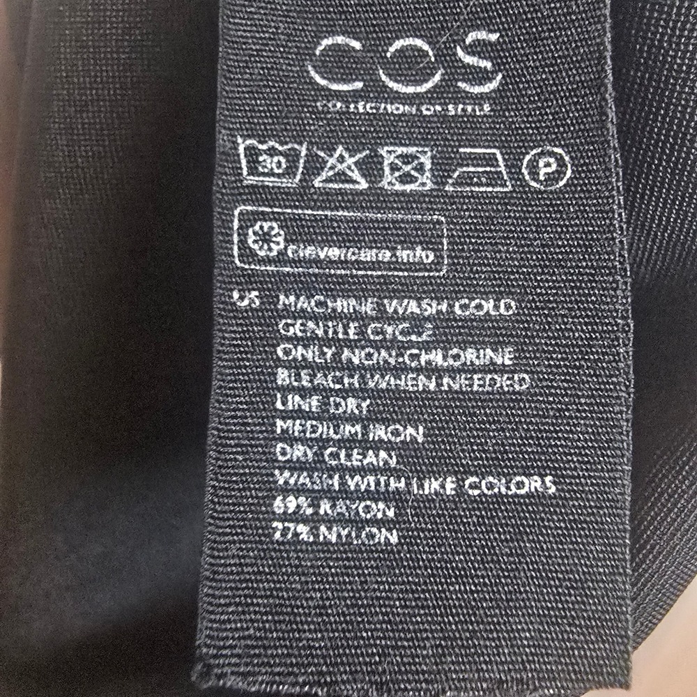 COS Black Structured Short Sleeve‎ Dress Pleated Shoulder Minimalist Size M - Picture 6 of 10